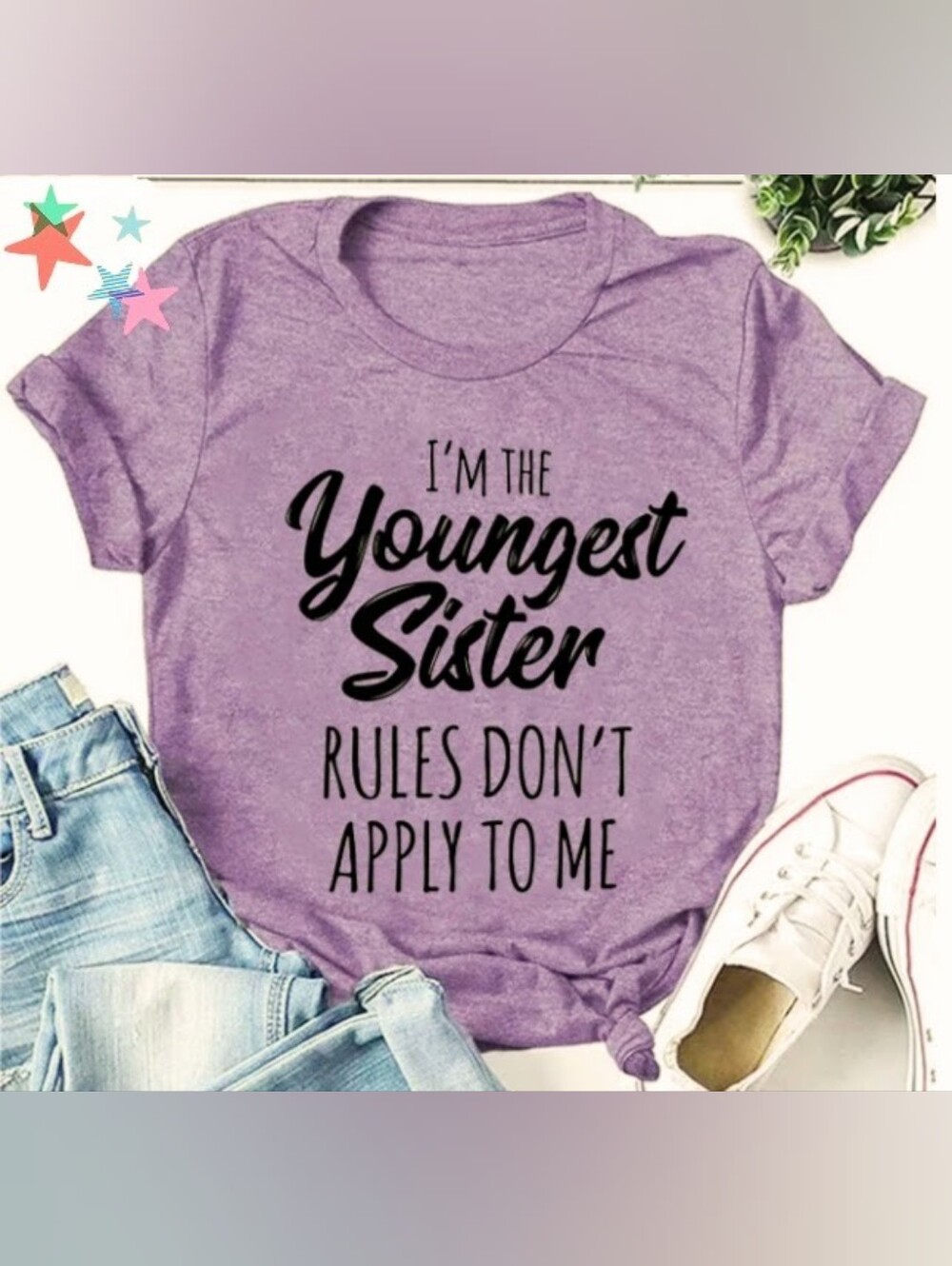 Youngest Sister Tee Shirt RULES DON'T APPLY TO ME, New, Size M
